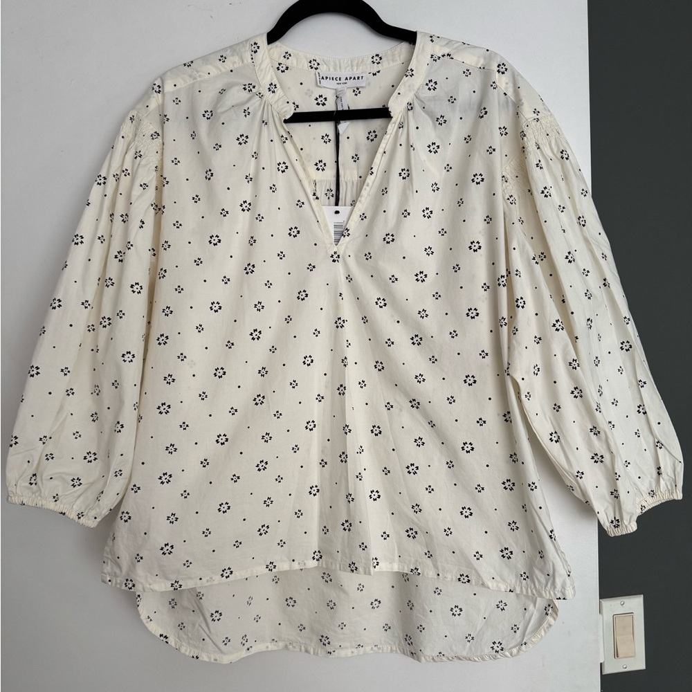 Apiece Apart Cream Floral Blouse